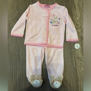 Vintage Y2K NWT Deadstock Little Lindsey Baby Girl Outfit Set Teddy Bear 0-6M